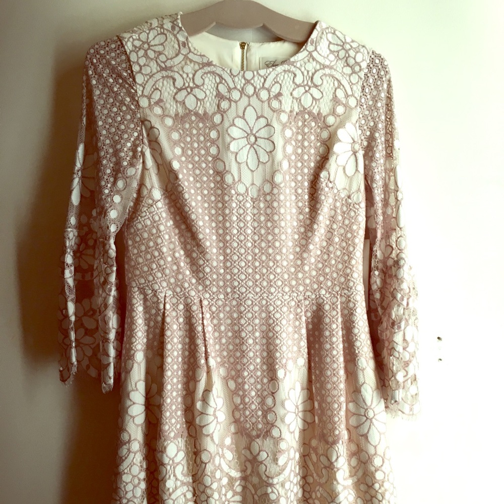 Brand New Eliza J Taupe Cream Lace Dress